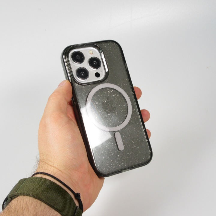 Actual product image PhoneLook Coque Silicone rigid avec dos paillettes et MagSafe (Apple iPhone 15 Pro Max)