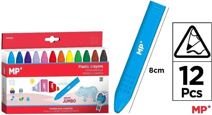 Immagine prodotto Main paper Dreieckige Wachsmalstifte, 12 Farben (12x)