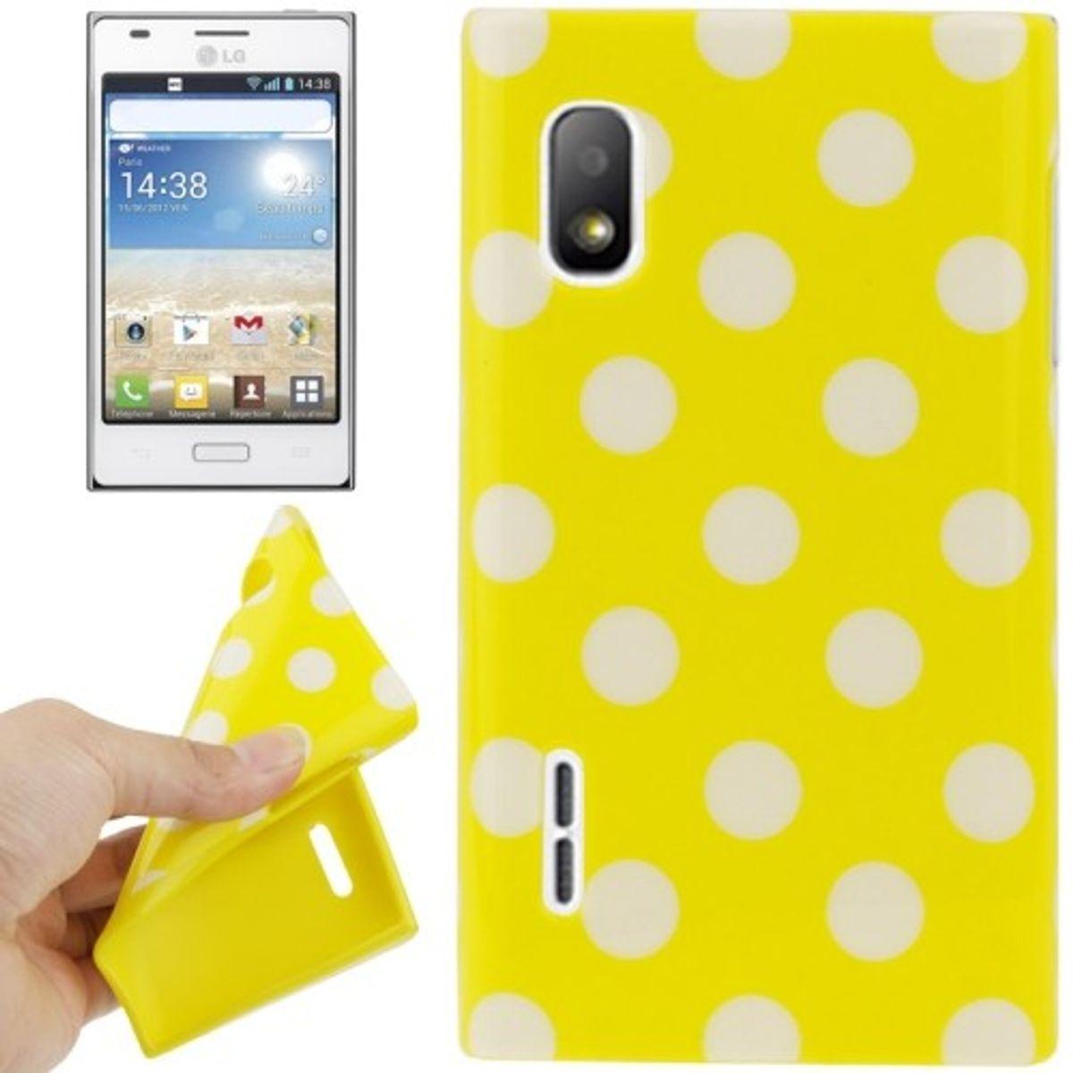 König Design Schutzhülle TPU Punkte Case für Handy LG Optimus L5 / E610 gelb (LG Optimus L5), Smartphone Hülle, Gelb