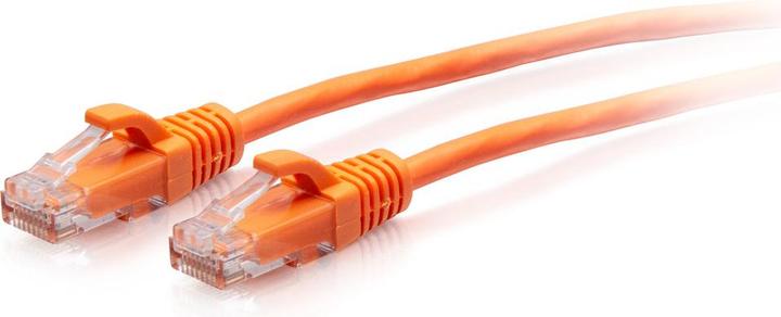 C2G 0.3 m Cat6a unshielded (UTP) flat Ethernet patch cable with snap-in lug protection - orange (U/UTP, CAT6a, 0.30 m)