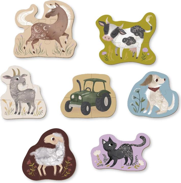 Produktbild Filibabba Set mit 7 Puzzles - Bauernhoftiere (8 Teile)