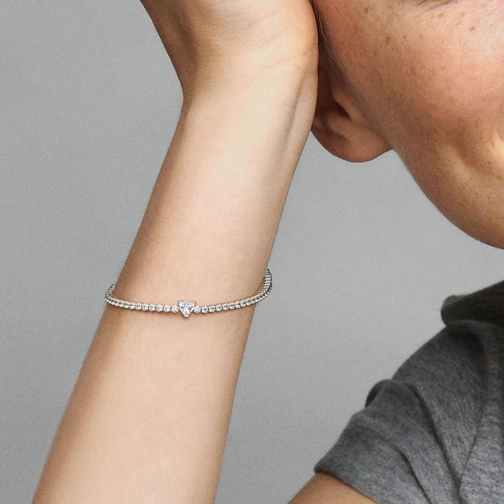 Actual product image Pandora Tennis Bracelet Sparkling Heart (16 cm, With stone(s), Silver 925)