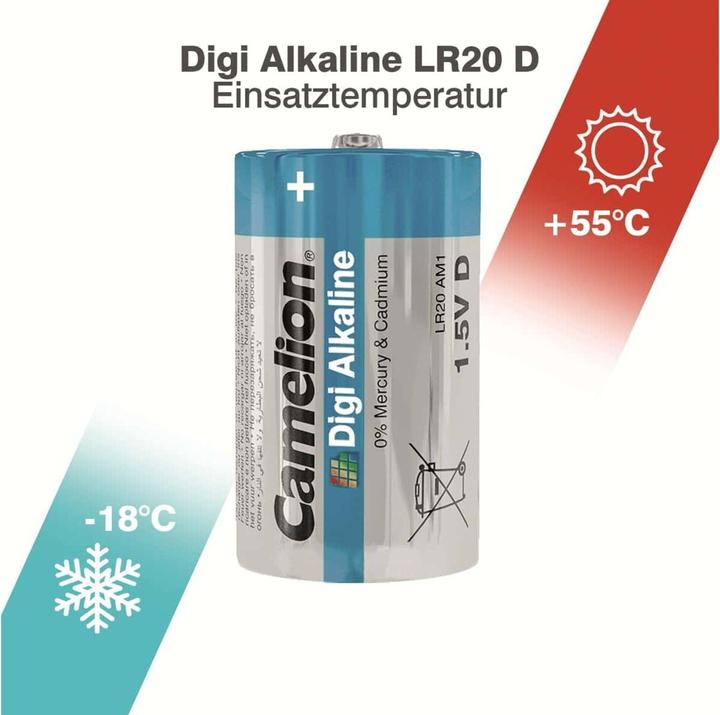 Actual product image Camelion Battery Digi Alkaline Mono D LR20 (2 pcs.) (2 pcs., D)