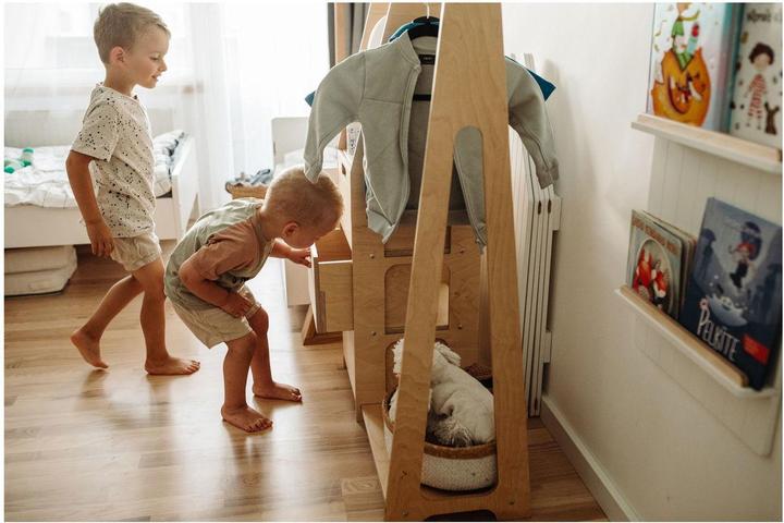 Image du produit Duck Woodworks Porte-manteau pour enfants avec tiroirs