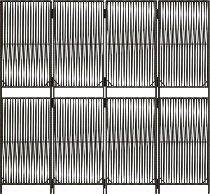 Produktbild vidaXL Paravent 4-tlg. Grau Poly Rattan,Farbe: Grau,Material: Poly
