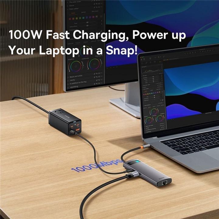 Actual product image Baseus Hub 6in1 StarJoy Series, USB-C to 3x USB 3.0 + HDMI + USB-C PD + RJ45 (USB-C, 6 ports)