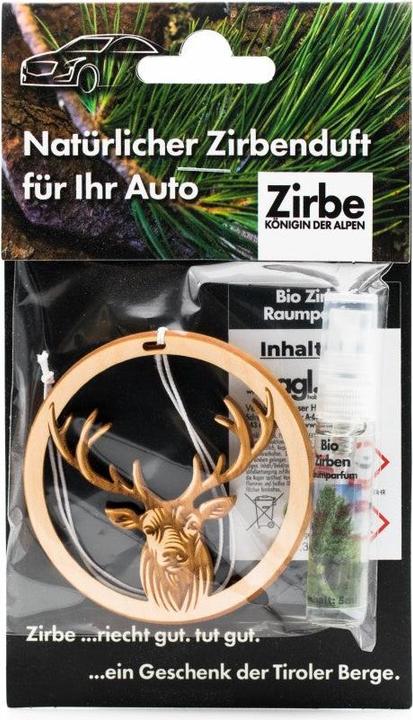 ZNatur Zirben Holz Arvenholz Autoduft Aufhänger Anhänger Geschenk Deko Hirsch No.112