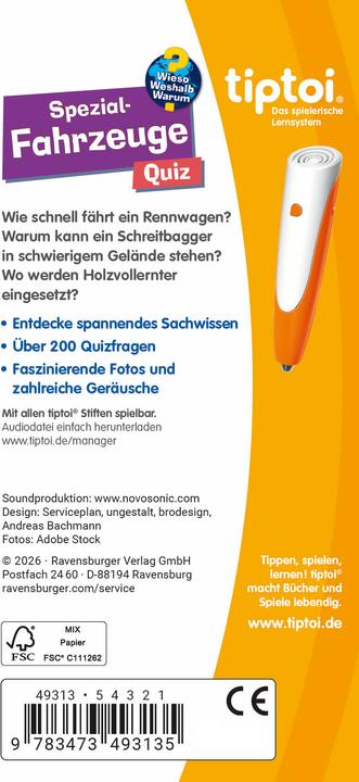 Actual product image tiptoi ® WWW Quiz Spezialfahrzeuge (German)