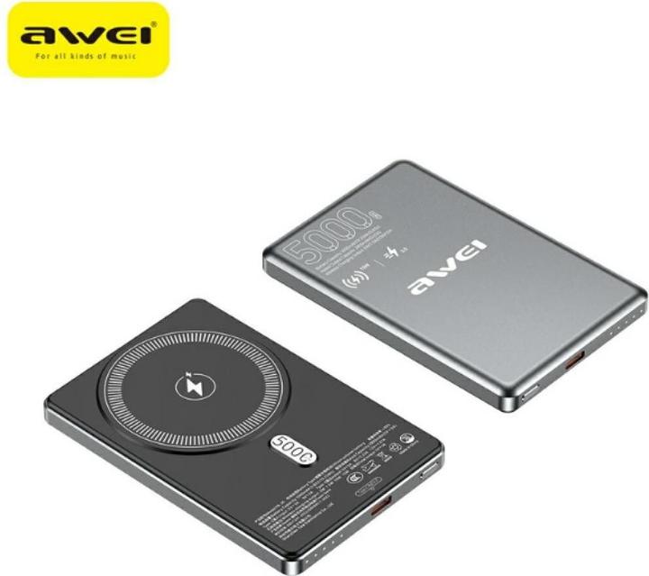 Awei Induction powerbank PA-30 5000mAh MagSafe grey (5000 mAh, 15 W)