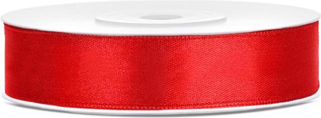 Partydeco Satin Ribbon, red, 12mm/25m (1 pc. / 25 lm) (Geschenkband, 1 x)