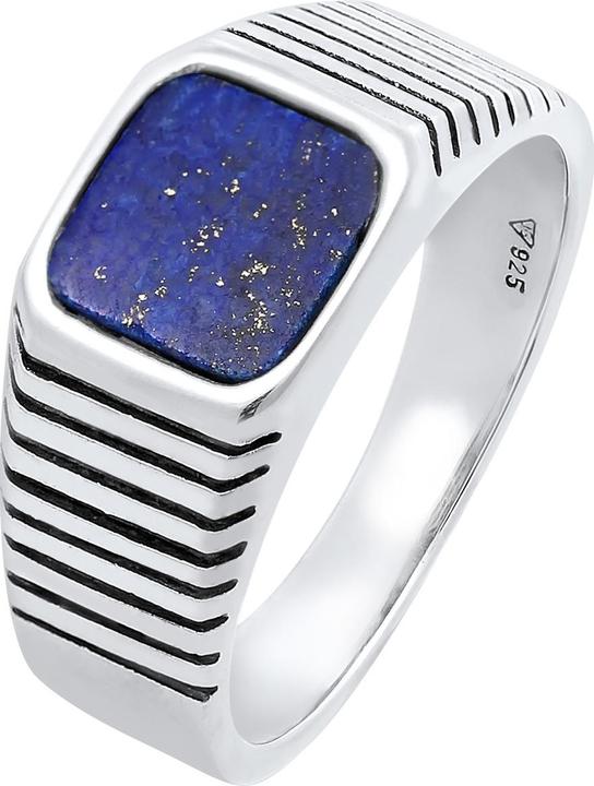 Actual product image Kuzzoi Ring Mens Signet Ring Sodalite Square 925 Silver (60, 925 Silver)