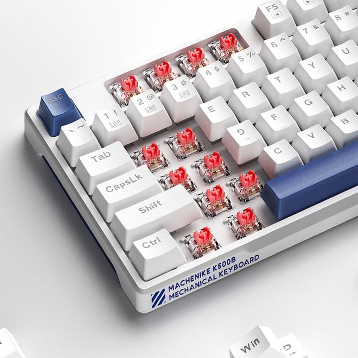 Produktbild Machenike Klawiatura gamingowa K500B-B87 przewodowa mechaniczna podświetlana Red Switch - biała (US, Kabelgebunden)