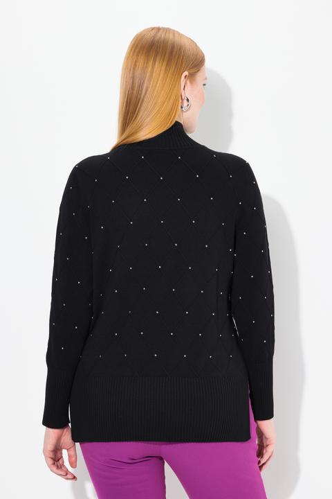 Produktbild Ulla Popken Pullover, Rhomben, Ziernieten, Stehkragen, Langarm (46, 48)