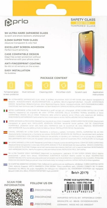 Actual product image prio Tempered Glass Screen Protector for iPhone 14/13/13 Pro clear (1 Piece, Apple iPhone 13, Apple iPhone 13 Pro, Apple iPhone 14)
