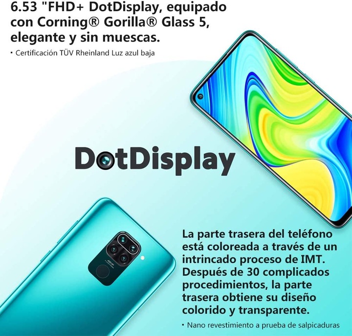 Produktbild Xiaomi Redmi Note 9 (128 GB, Midnight Grey, 6.53", Dual SIM + SD, 48 Mpx, 4G)