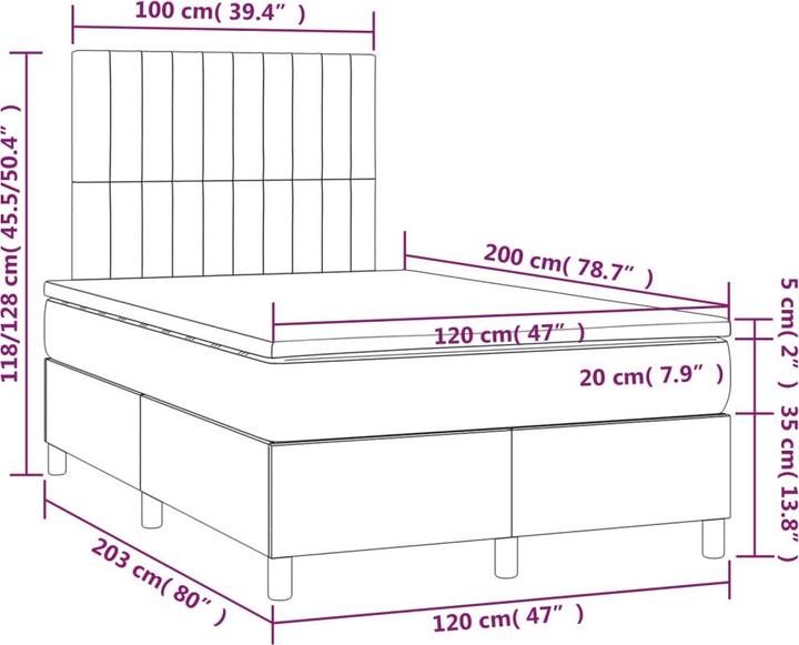 Produktbild vidaXL Boxspringbett (120 x 200 cm)