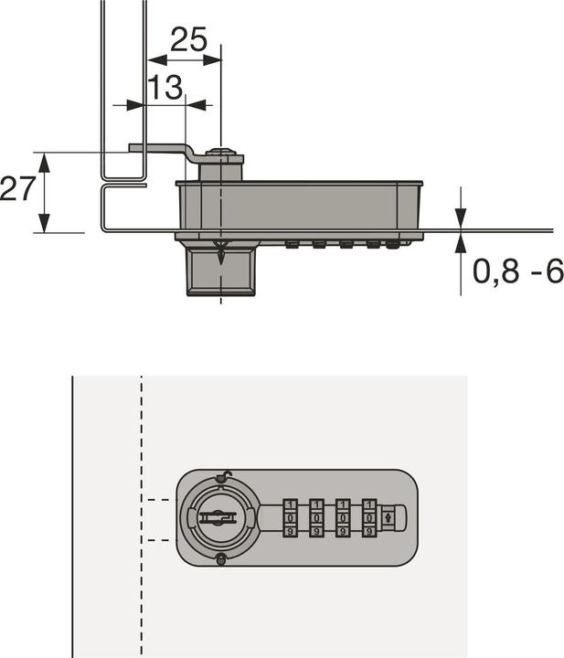Produktbild Hettich Zahlenschloss mit Riegel | rechts | Freecode | Kunststoff/Stahl verchromt