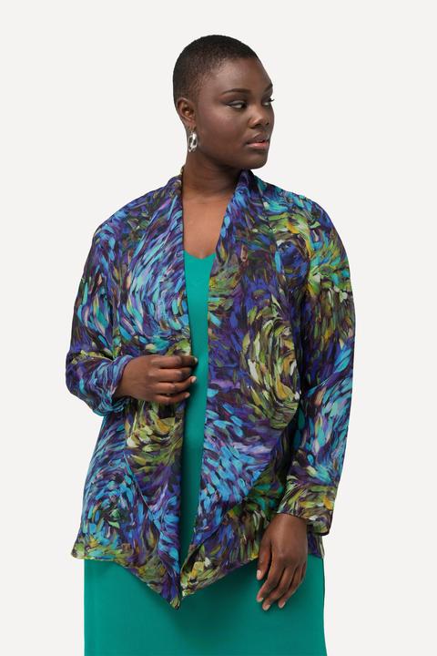 Produktbild Ulla Popken Indoorjacke, Rayon-Chiffon, Wasserfallkragen, Langarm (56)