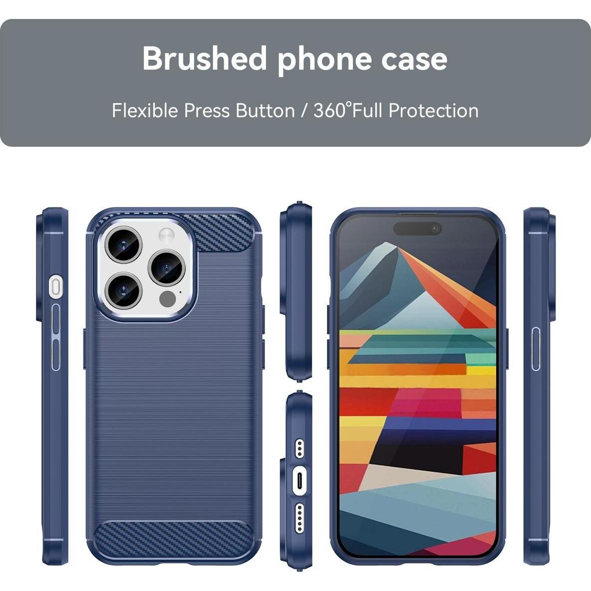 Thumbnail - König Design Hülle Handy Schutz für Apple iPhone 15 Pro Case Cover Tasche Etuis Carbon Bumper (Apple iPhone 15 Pro), Sma...