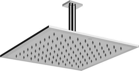 Gessi Emporio Antikalk-Kopfbrause quadratisch, 300 mm mit Gelenk und rundem Deckenarm und quadratisc