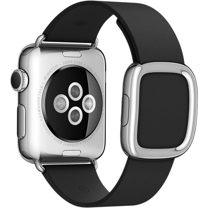 Apple Modernes Lederarmband Small (38 mm, Granada Leder), Uhrenarmband, Schwarz