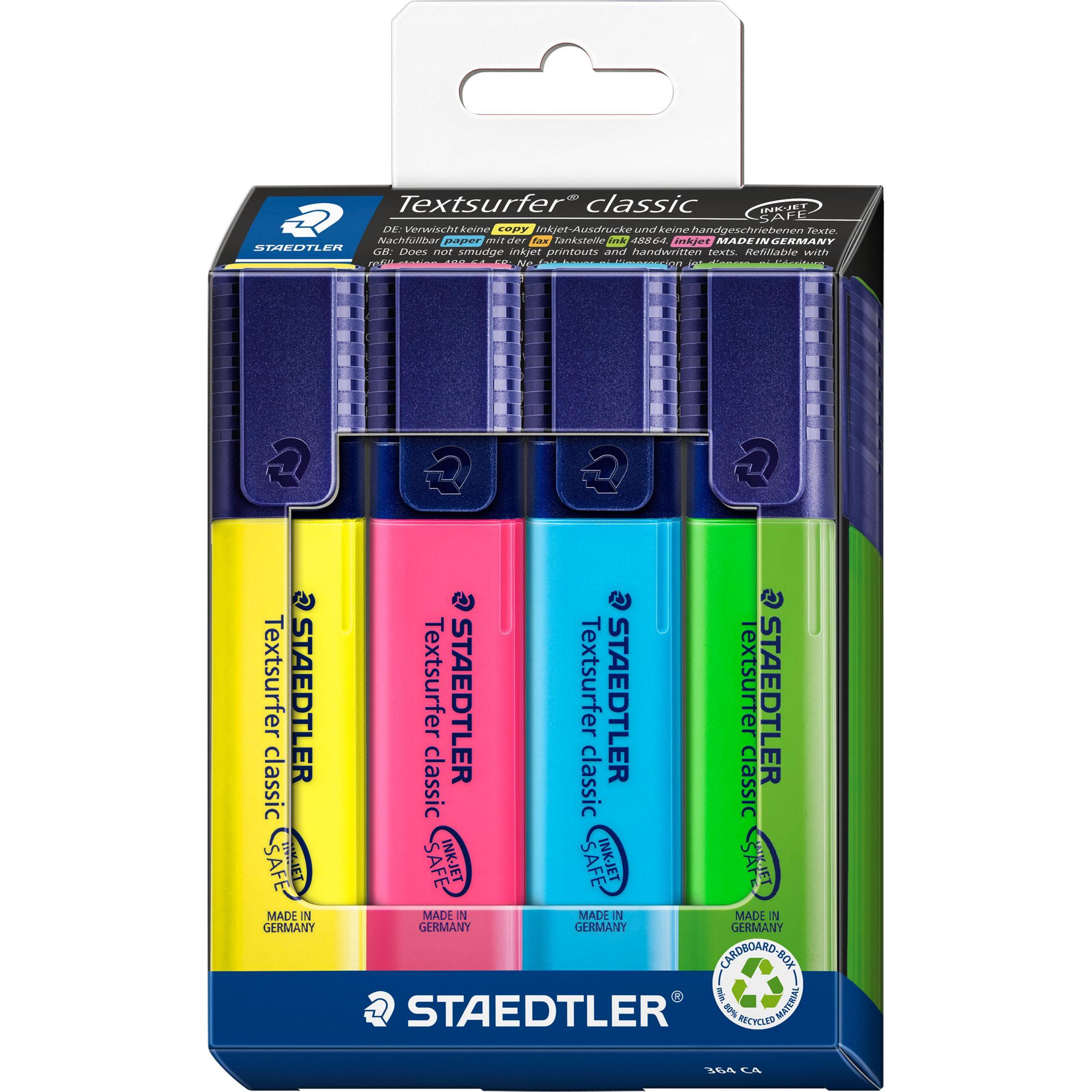 Thumbnail - Staedtler, Marker, Textsurfer classic (Farbig sortiert, Gelb, Grün, Pink, Blau, 5 mm, 4 x)
