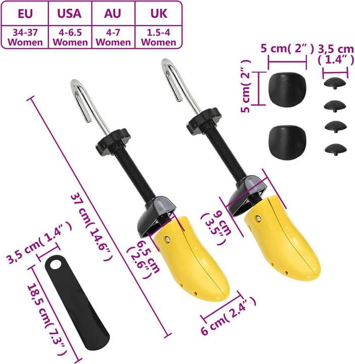Actual product image VidaXL Shoe tree with shoehorn yellow EU 34-37 (34, 35, 36, 37, 1 x)