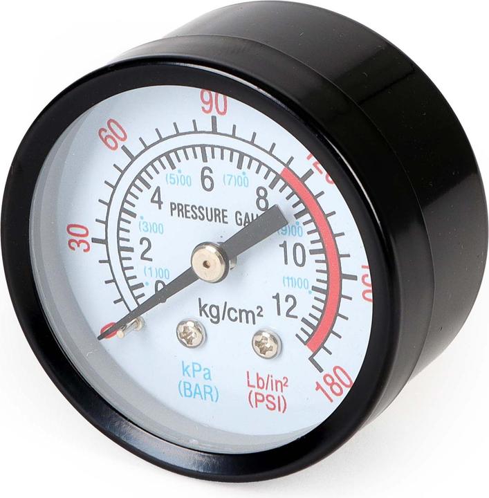 Produktbild Wiltec Druckanzeige Druckbehälter/ Manometer axial DN8 (1/4") 12.9mm 0-12bar 0-180 PSI