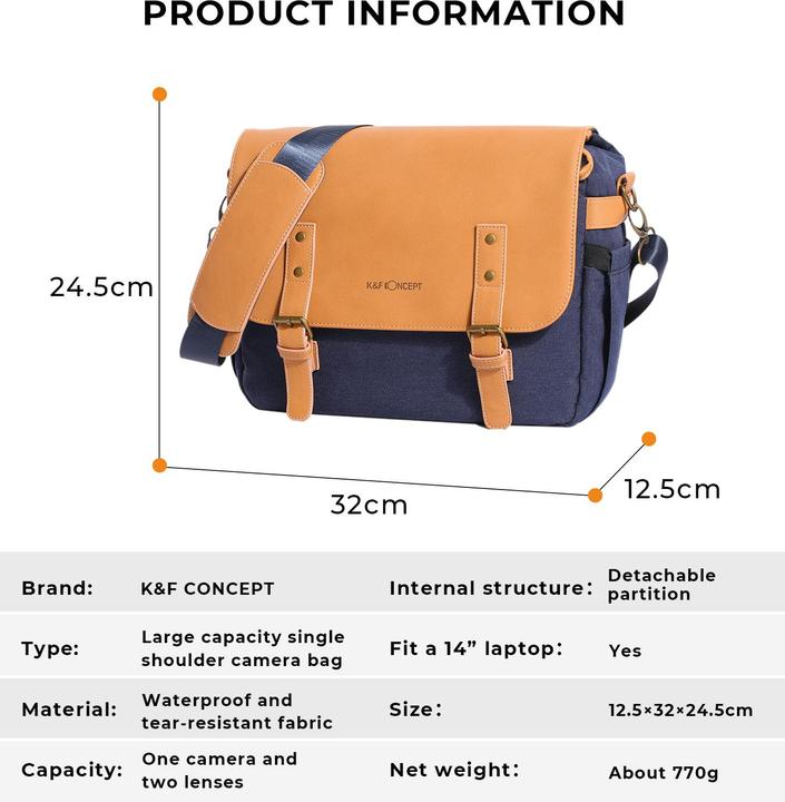 Immagine prodotto K&F Concept Borsa Messenger Borsa a tracolla da 10 litri (KF-13.062V1) (Borsa a tracolla per fotocamera, 10 l)