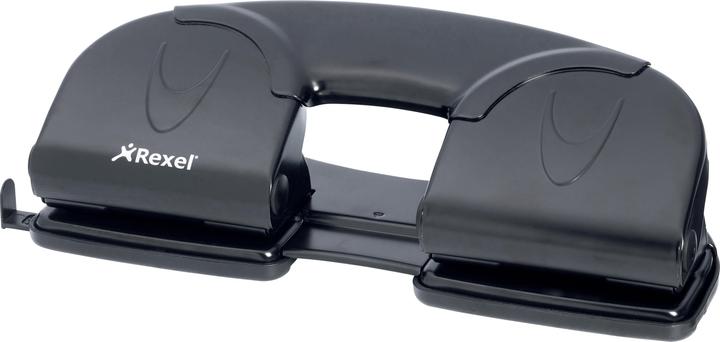 Rexel Vierfachlocher V412, Stanzleistung: 12 Blatt, schwarz aus Metall, mit 80 mm Lochung, mit Anschlagsch