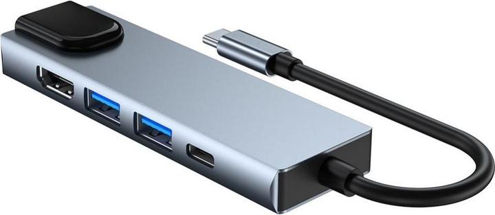Actual product image Tech-Protect HUB V3 5in1 USB-C - USB-A 3.0 / USB-A 2.0 / USB-C / HDMI / RJ45 - gray (USB-C, 5 Ports)