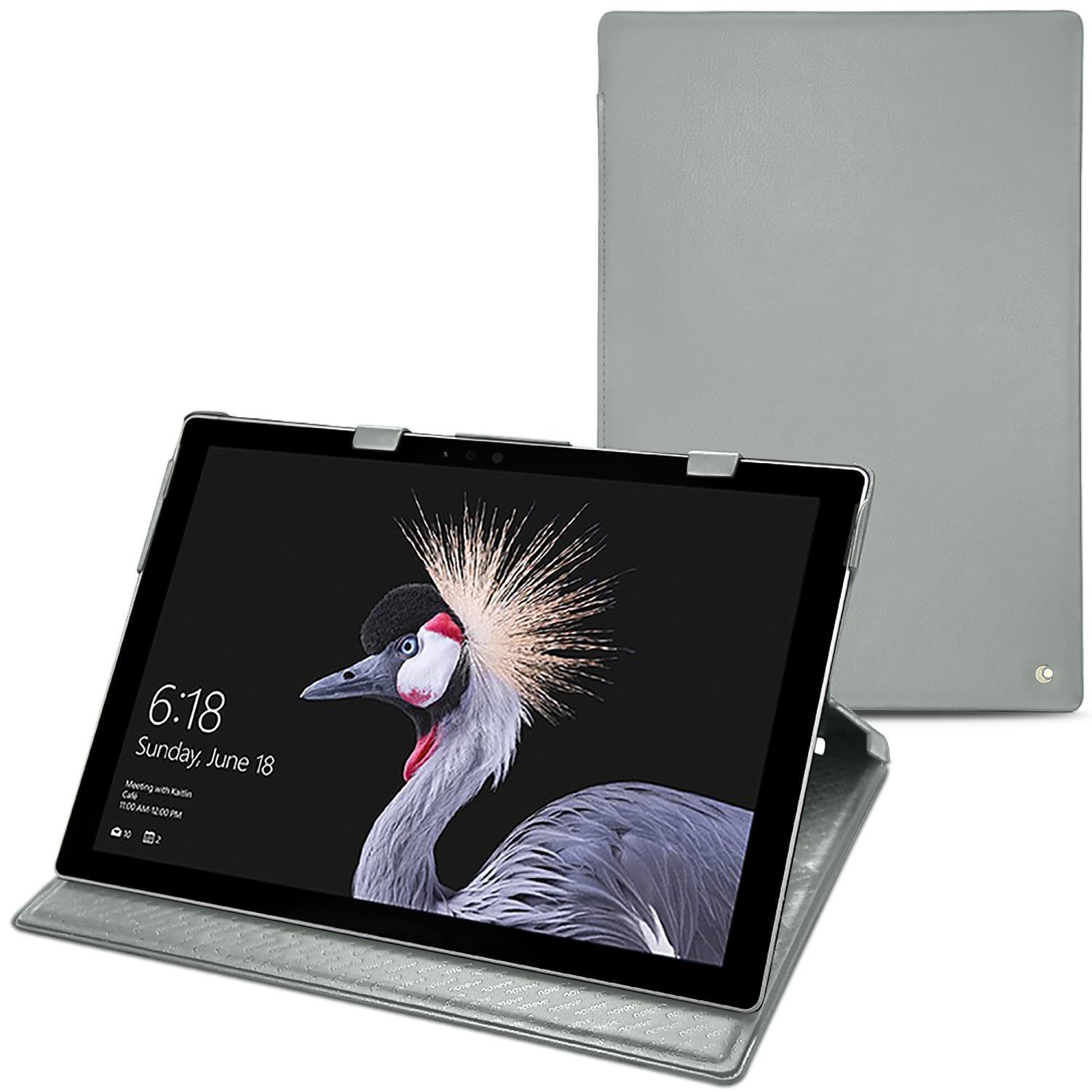 Noreve Lederschutzhülle vertikal (Surface Pro (2017)), Tablet Hülle, Grau