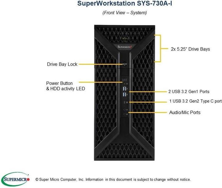 Actual product image Supermicro Barebone Super Workstation SYS-730A-I