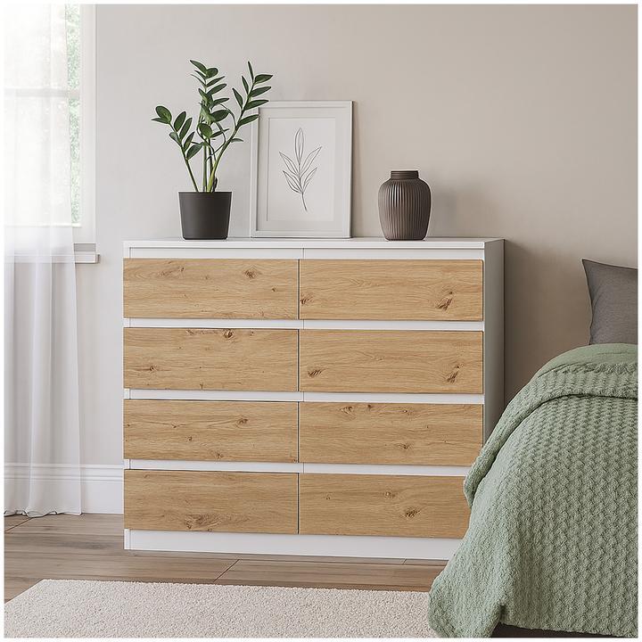 Produktbild HTI-Living Kommode 8 Schubladen Thekla Weiss-Artisaneiche
