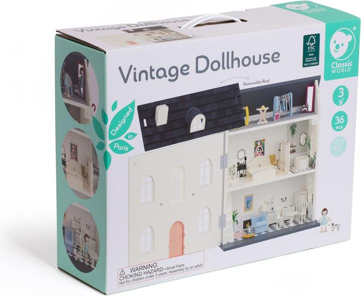 Immagine prodotto Classic World Casa delle bambole in legno vintage, 36 pezzi.