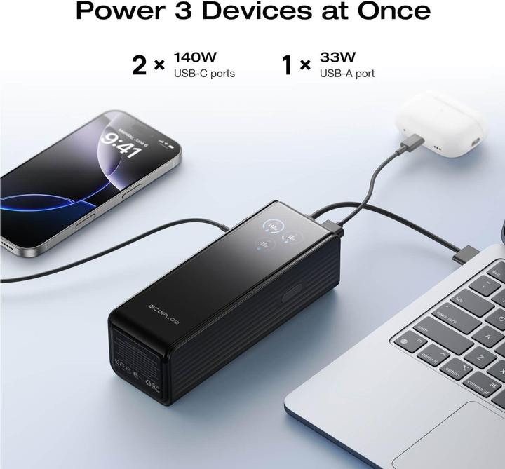 Produktbild EcoFlow RAPID Powerbank black 25.000mAh (14500 mAh, 170 W, 92.50 Wh)