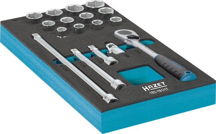 Image du produit HAZET Jeu de clés à douilles 163-181/17 ∙ Carré creux 10 mm (3/8 pouce) ∙ Profil Traction à 6 pans … (10 mm, 11 mm, 12 mm, 13 mm, 14 mm, 15 mm, 16 mm, 17 mm, 18 mm, 19 mm, 20 mm, 21 mm, 22 mm)