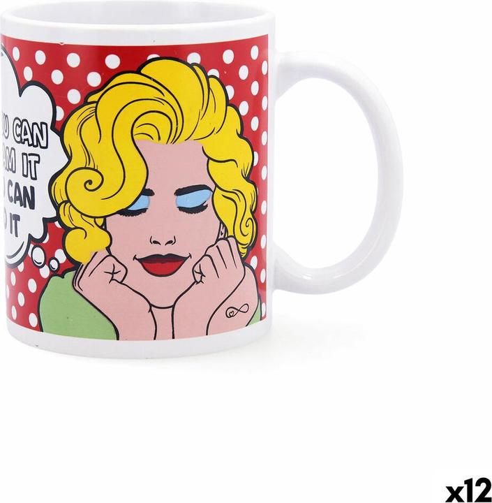 Quid Kop Pin Up Comics Bunt aus Keramik 330 ml (12 Stück) (0 ml, 12x)