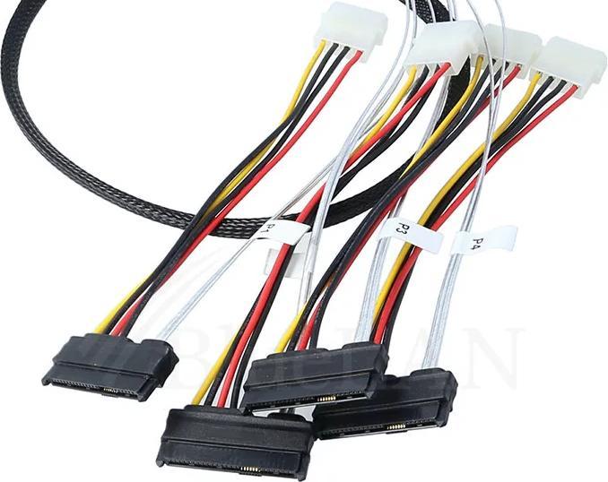 Actual product image BlueLAN internal MiniSAS Hybrid cable SFF-8643/4x SFF-8482 with power cable 50cm (50 cm)