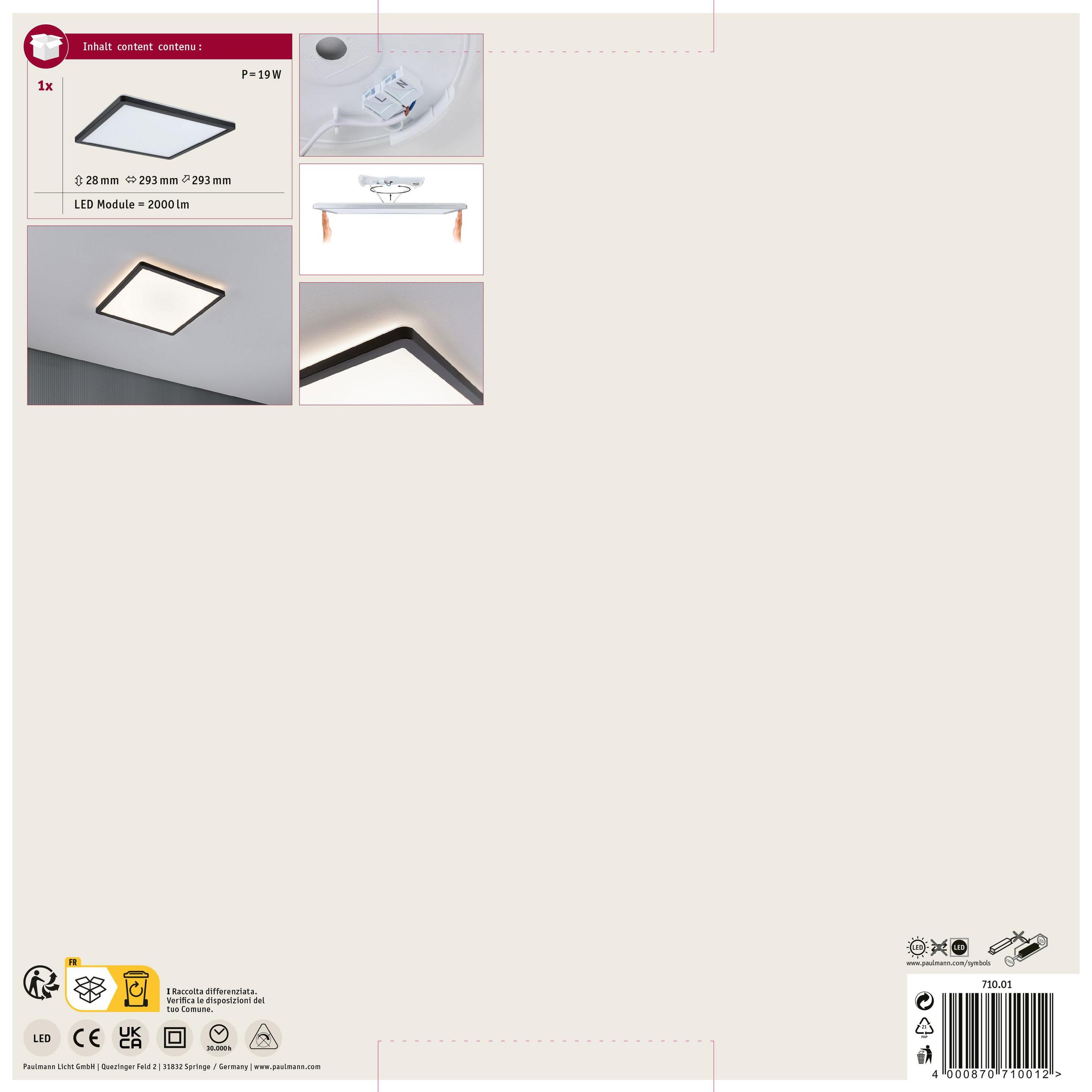 Thumbnail - Paulmann, Wandleuchte + Deckenleuchte, Panel Atria Shine (2000 lm)