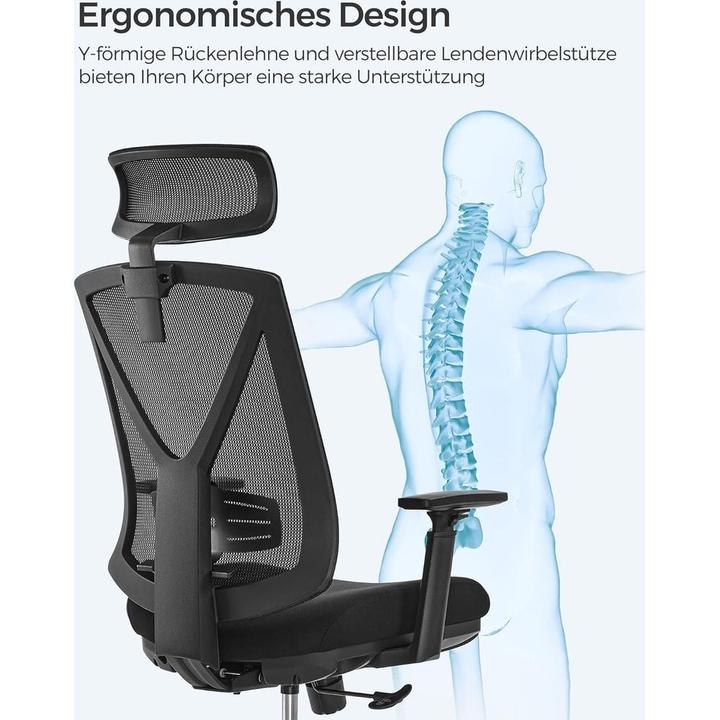 Produktbild Songmics Bürostuhl, OBN61BKV1 Stoff schwarz (47 - 57 cm)