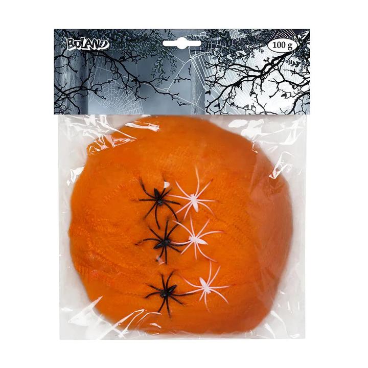 Produktbild Fasnacht Spinngewebe mit Spinnen orange (1 Stk.)