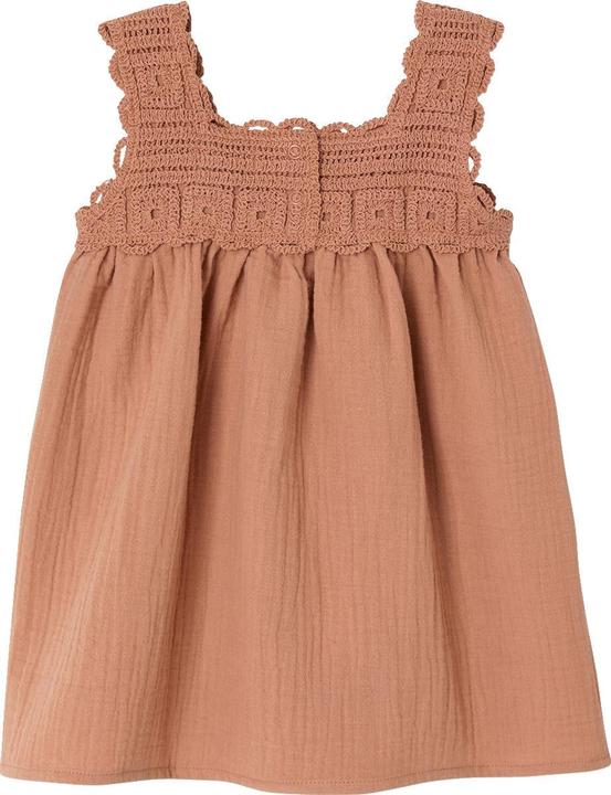 Vertbaudet Baby Musselin-Kleid mit Häkeloberteil