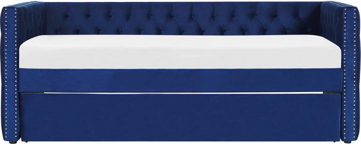 Produktbild Beliani Tagesbett ausziehbar Samtstoff marineblau Lattenrost 90 x 200 cm GASSIN