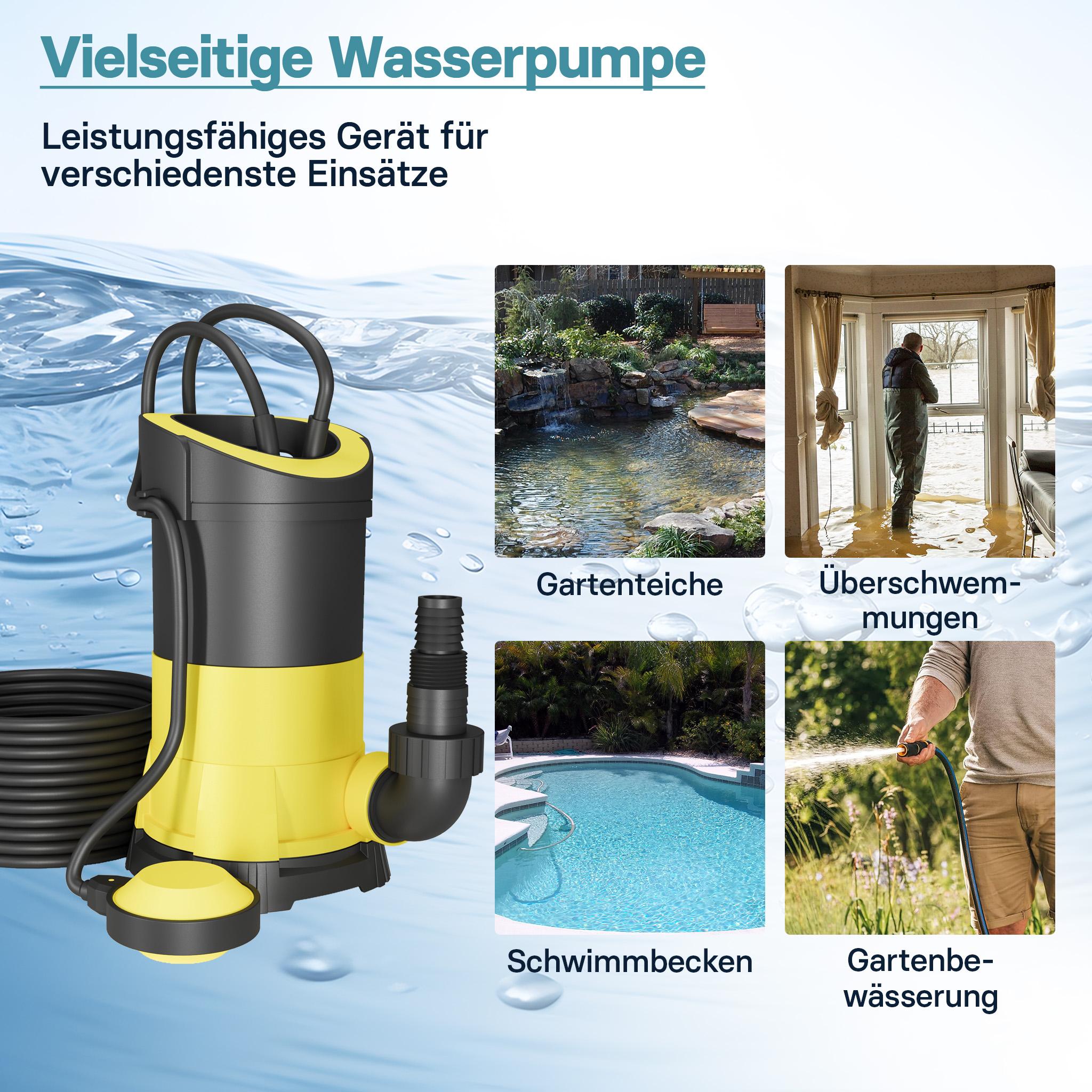 Thumbnail - Wiltec, Wasserpumpe, Schmutzwasserpumpe 5000l/h 250W Tauchpumpe Fäkalienpumpe Baupumpe Abwasserpumpe (Schmutzwasserpumpe...
