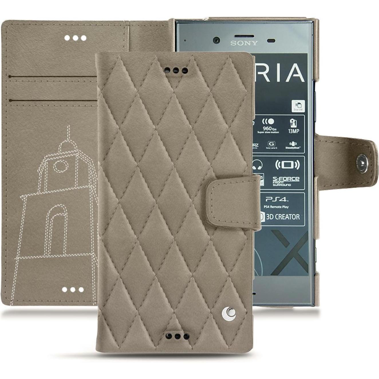 Noreve Lederschutzhülle Wallet (Sony Xperia XZ1), Smartphone Hülle, Beige