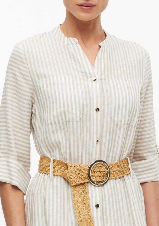 Produktbild s.Oliver Gestreiftes Midi-Leinenkleid mit Gürtel (42)
