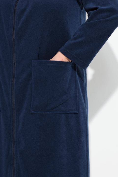 Image du produit Ulla Popken Peignoir en tissu éponge, doux et confortable - fermeture à glissière à double sens (42, 44)