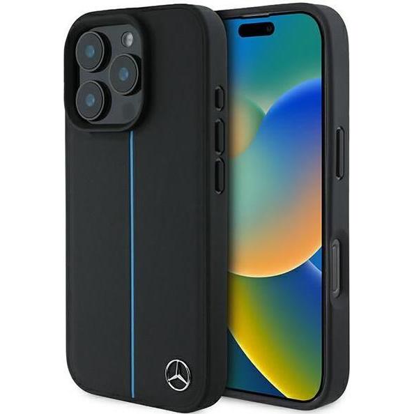 Mercedes MEHMP16X23RURBK iPhone 16 Pro Max 6.9" czarny/black hardcase MB Blue Line Leather MagSafe (Apple iPhone 16 Pro ...