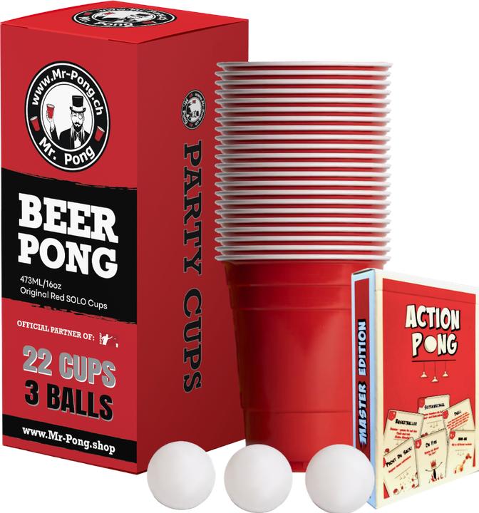 MrPong Set cadeau (Red SOLO Beer Pong Gobelet 16oz + Action Pong)